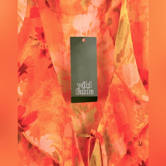Wild Fable Orange Floral Tie Front Lightweight Duster/Jacket/Cover-Up/Ne… - Picture 10 of 13